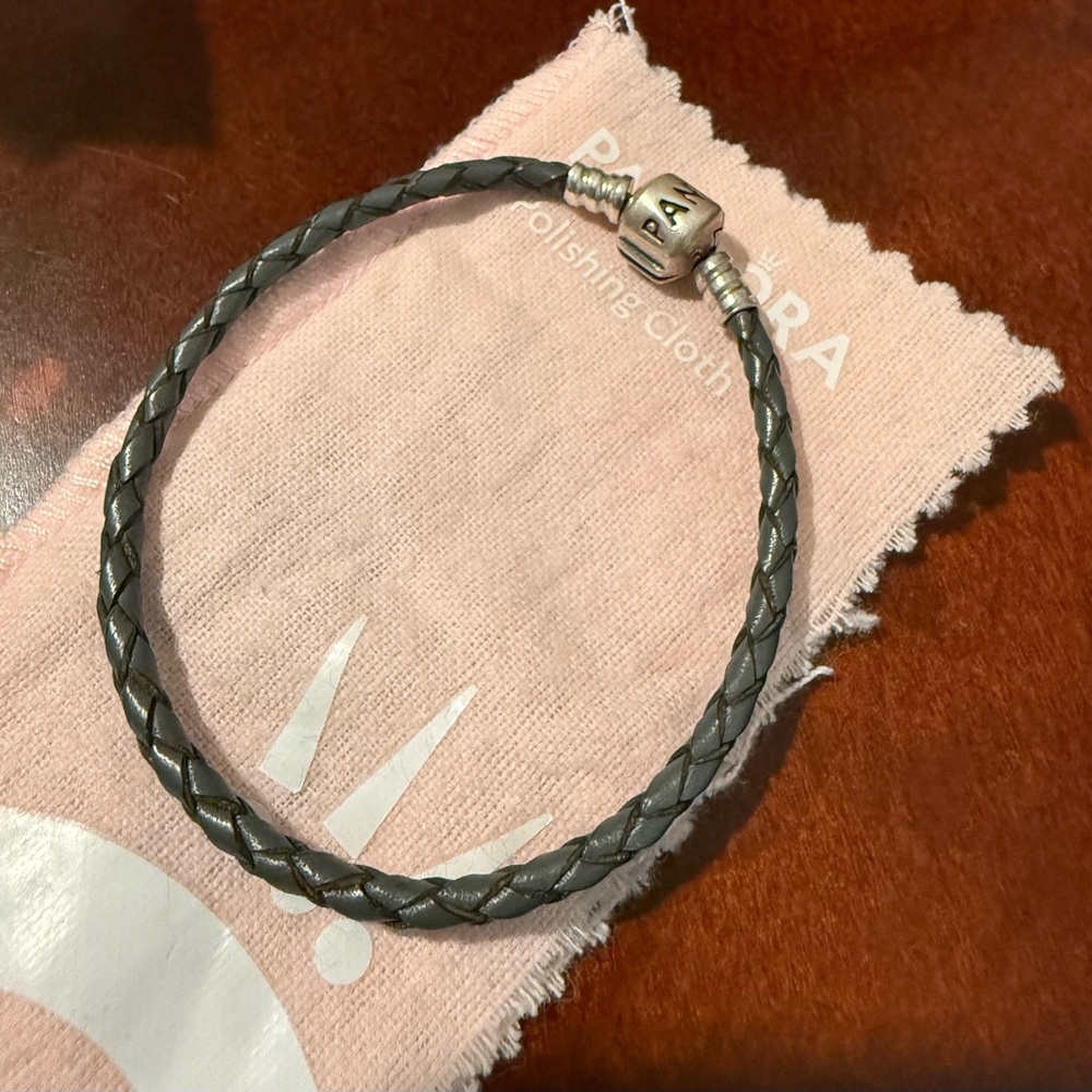 Pandora Gray Braided Bracelet with Silver Clasp
